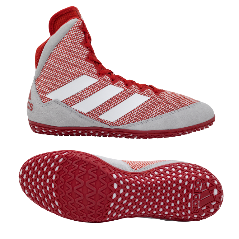 NEW! adidas Mat Wizard 5 Wrestling Shoe, color: Red/Grey/White - Click Image to Close